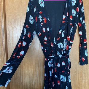 ** Rare ** Loft poppy print wrap dress